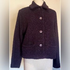 Eileen Fisher Purple Elegant Long Sleeve Wool Fuzzy Jacket Size Medium Jacket
